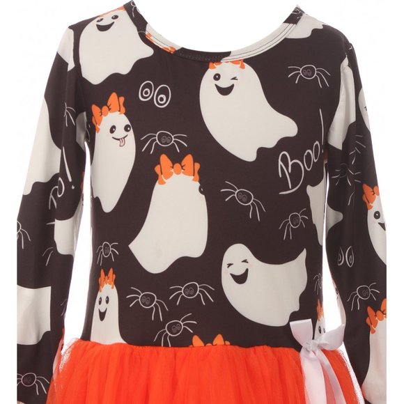 Little Toddler Girl Dress Kids Ghost Halloween Tulle Tutu Dress Outfit Holiday - Picture 3 of 5